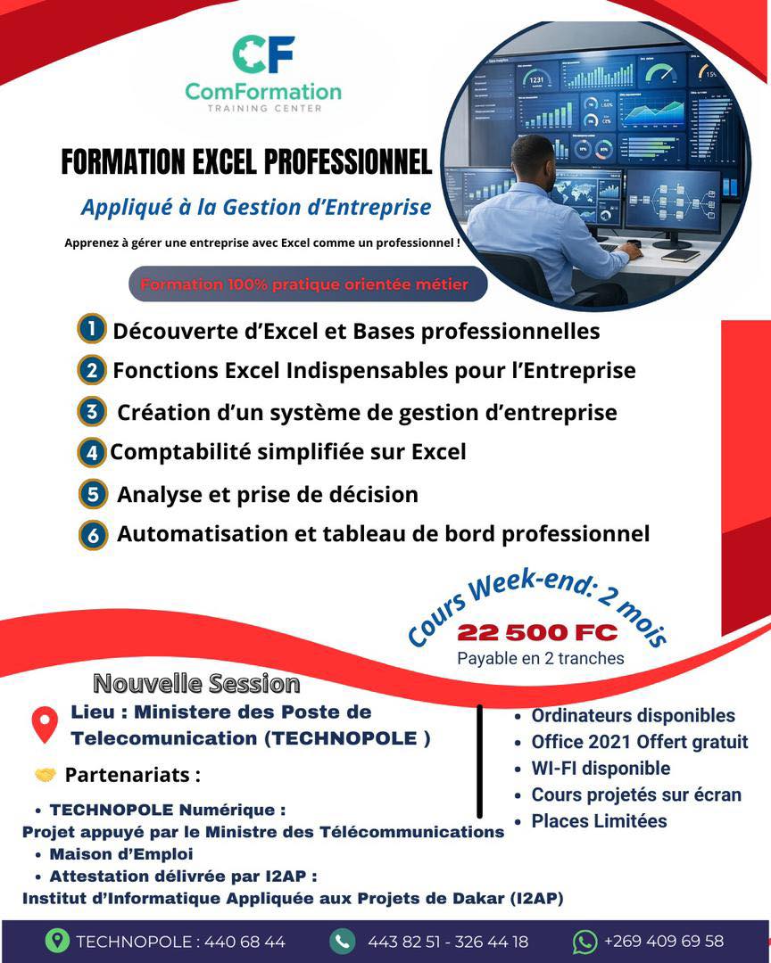 FORMATION EXCEL PROFESSIONNEL Appliqué à la Gestion d’Entreprise