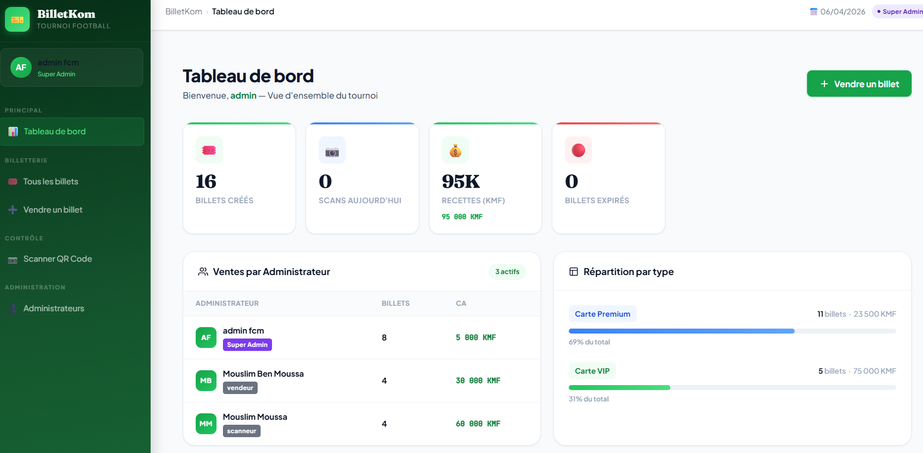 Billets en ligne